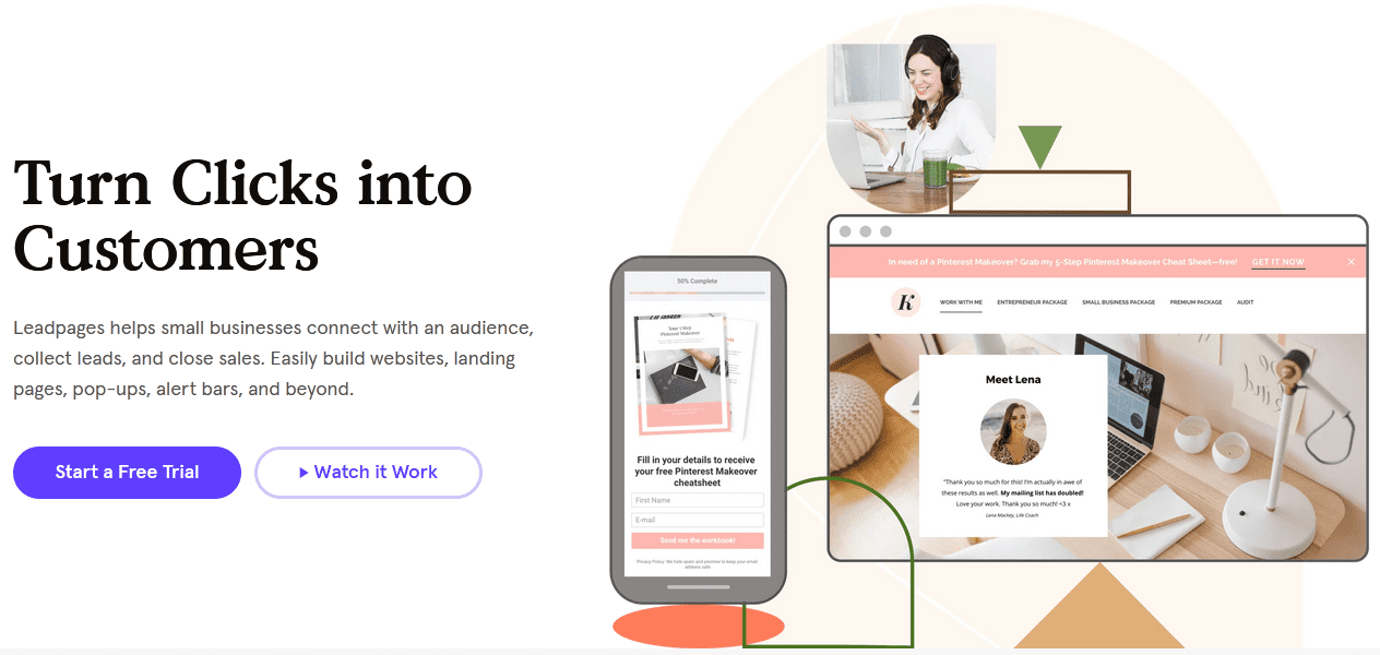 Landing Page Builders/ Leadpages features: ​The ​Websites & Landing Pages Builder
