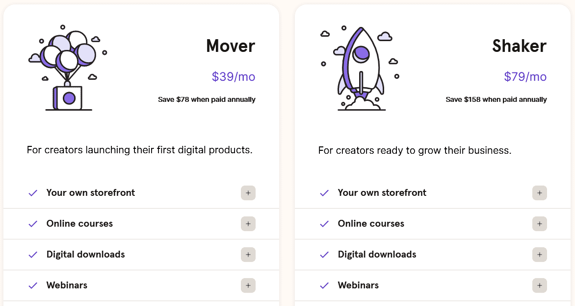 Podia pricing E-Commerce Platforms/ Podia pricing plans: Online Courses, Memberships, and Downloads