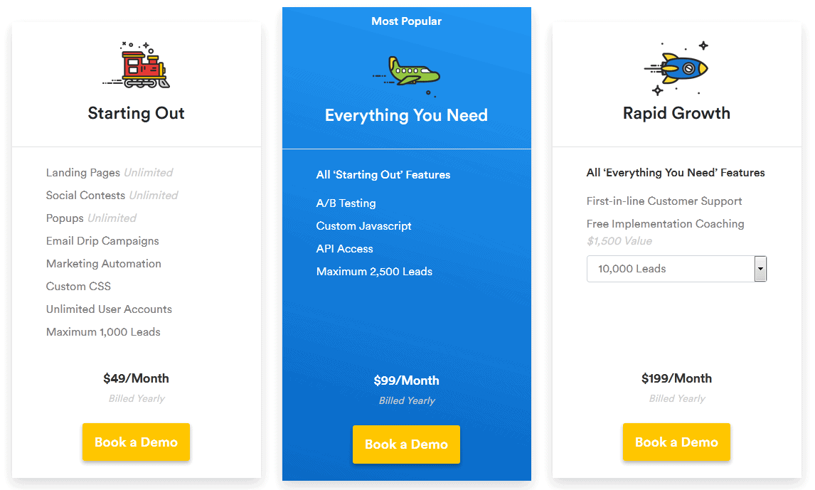 Wishpond pricing Marketing Automation Programs/ Wishpond pricing plans