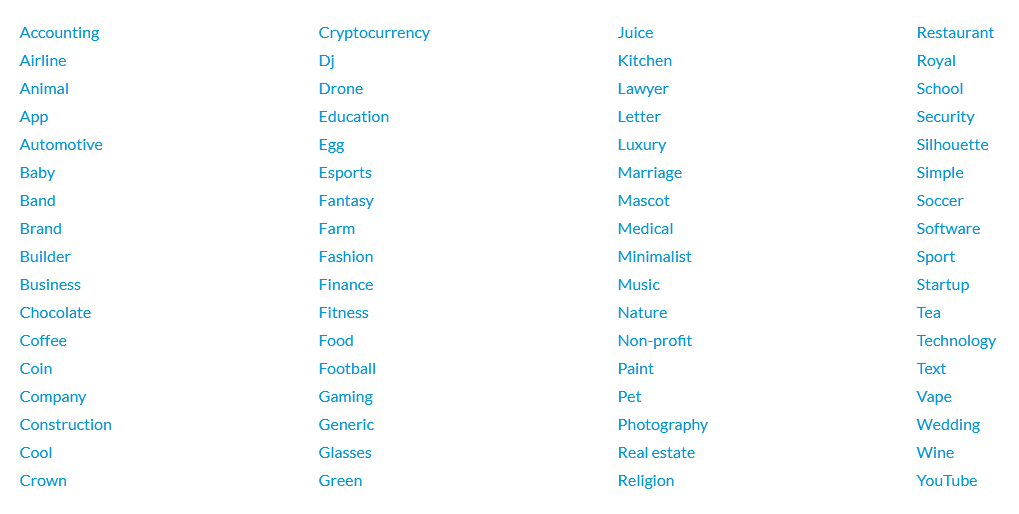 BrandCrowd categories
