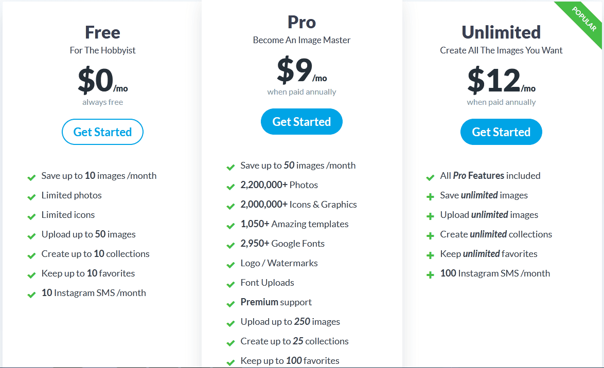 Online Graphic Design Tools/ Stencil  pricing plans