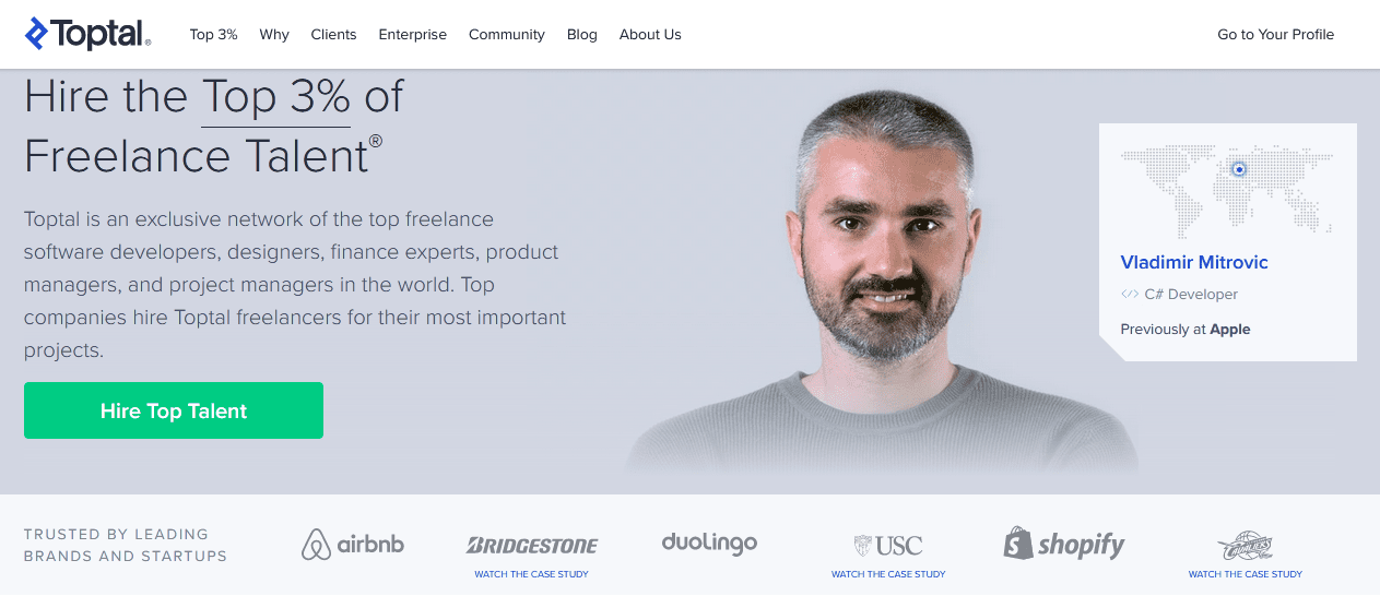 Freelance Services Marketplace/ TOPTAL BENEFITS AND FEATURES