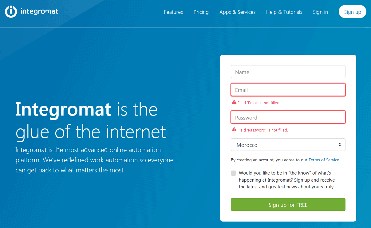 Integromat OVERVIEW Integromat overview Workflow Processes Automation