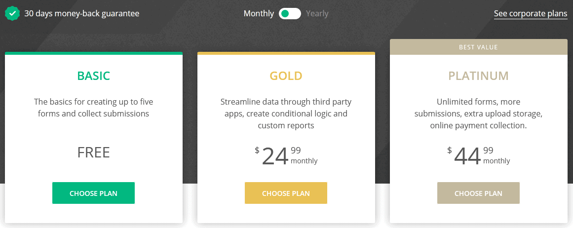 123FormBuilder pricing 123FormBuilder pricing